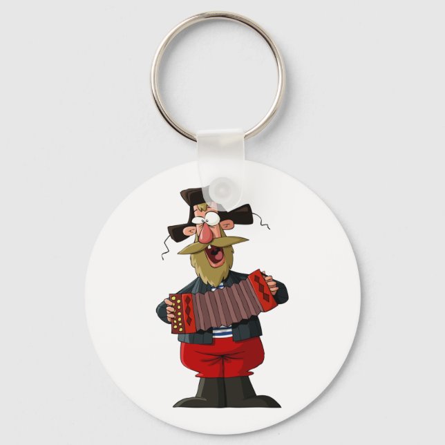 Man Playing The Accordion Key Ring (Front)