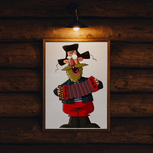 Man Playing The Accordion Poster