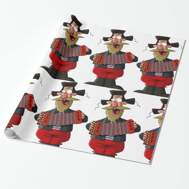 Man Playing The Accordion Wrapping Paper (Unrolled)