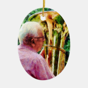 Man Playing Tuba Ceramic Tree Decoration