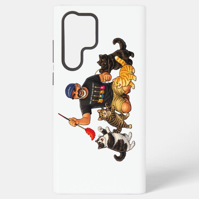 Man playing with his cats samsung galaxy s22 ultra case (Back)