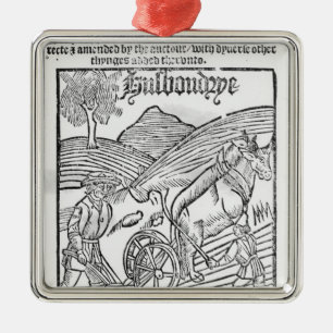 Man Ploughing a Field Metal Tree Decoration