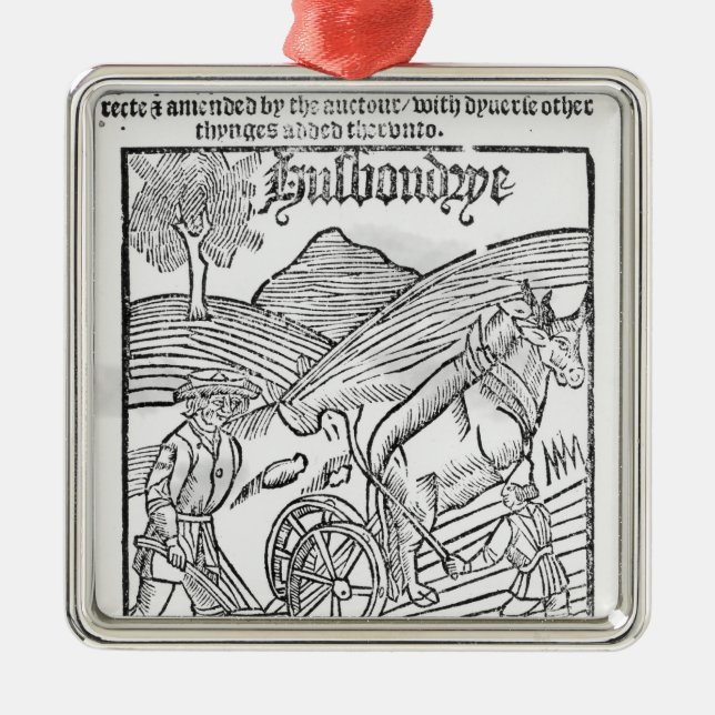 Man Ploughing a Field Metal Tree Decoration (Front)