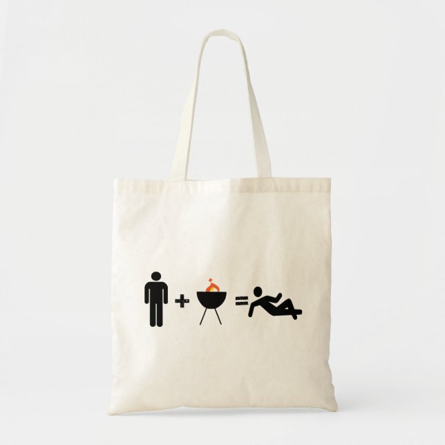 man plus bbq equals chilled tote bag (Front)