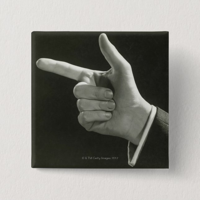 Man Pointing 15 Cm Square Badge (Front)