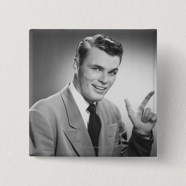 Man Pointing 2 15 Cm Square Badge (Front)