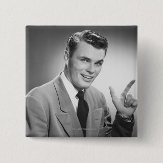 Man Pointing 2 15 Cm Square Badge