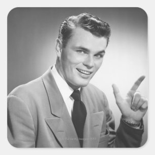 Man Pointing 2 Square Sticker