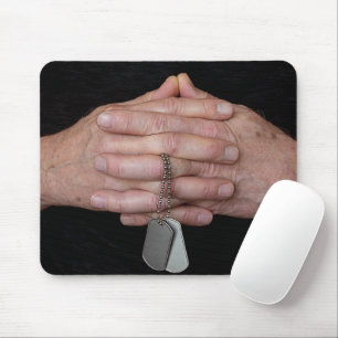 Man Praying With Dog Tags Mouse Mat
