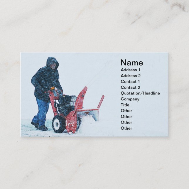 man pushing a snowblower business card (Front)