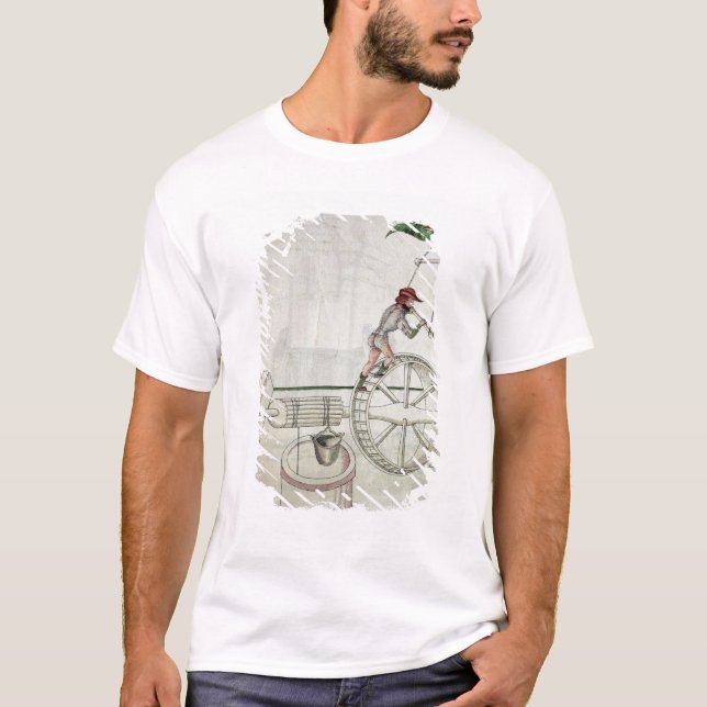 Man Putting into Motion a Wheel-Driven Well T-Shirt (Front)