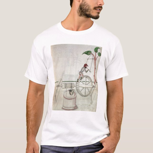Man Putting into Motion a Wheel-Driven Well T-Shirt (Front)