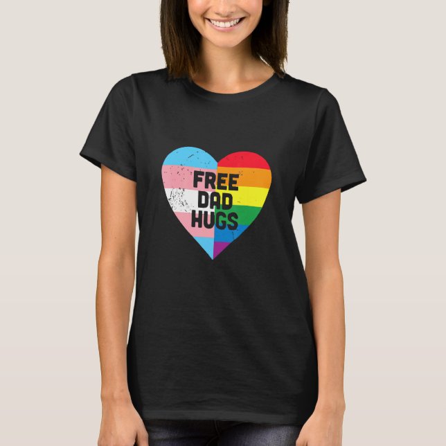 Man Rainbow Flower Free Dad Hugs  For Man Women 1 T-Shirt (Front)