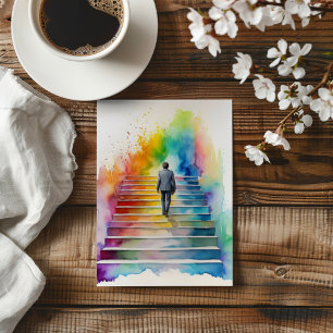 Man Rainbow Stairs Coming Out Invitation