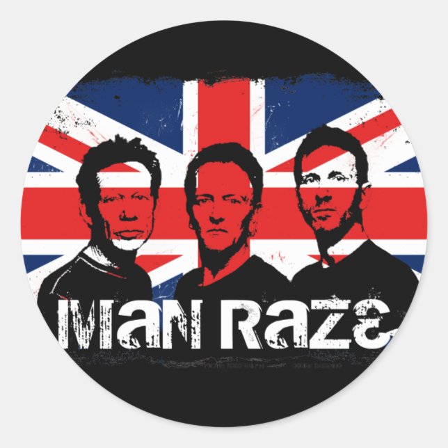 man raze union jack-black sticker (Front)