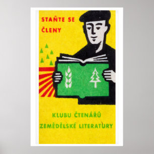 Man Reading Book - Matchbox Print - Czech Wall Art