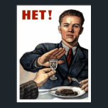 Man refuses drink, Soviet anti-alcoholism Poster<br><div class="desc">Perfect image for your new print design. It could be a nice present or "final touch" for decorating home.</div>