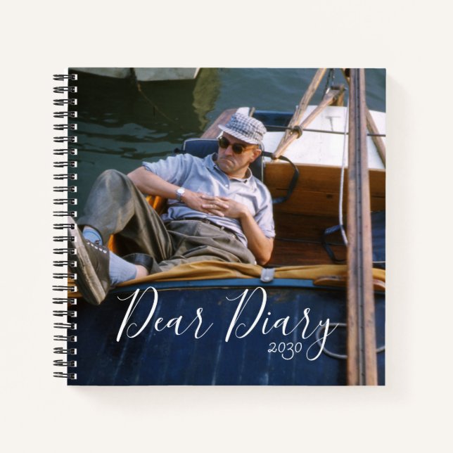 Man Relaxing on a Boat Mid-century Dear Diary Notebook (Front)