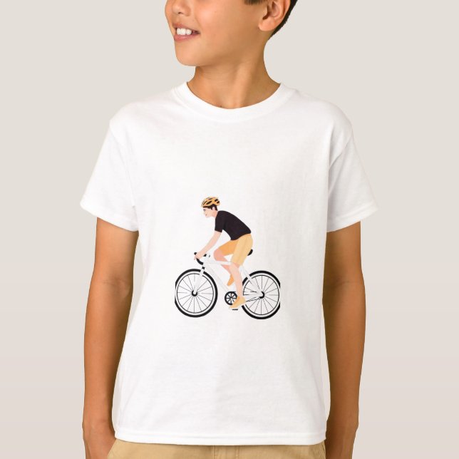 Man Riding Bicycle Sport Cyclist Flat Vector Graph T-Shirt (Front)