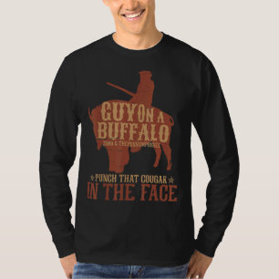 Man Riding Buffalo Possum Possee Graphic Meme T-Shirt