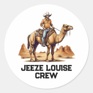 Man riding on a camel classic round sticker