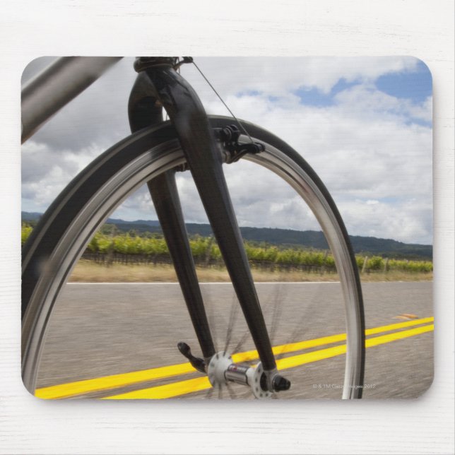 Man road biking at high speed POV Mouse Mat (Front)