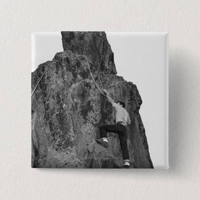 Man Rock Climbing 15 Cm Square Badge (Front)