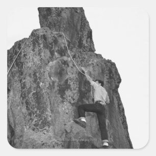 Man Rock Climbing Square Sticker