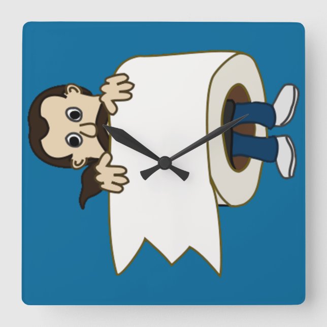 man rolled in toilet paper clock (Front)