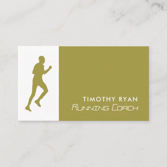 Man Running, Athletics Sportsperson, Sports Coach  Business Card (Front)