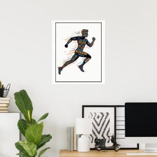 Man Running Runner Motivational Words to Encourage Poster