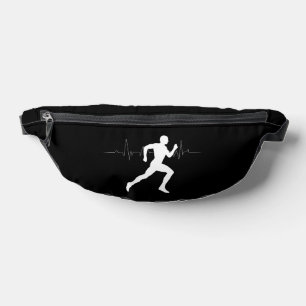 Man Running Runners Silhouette HeartBeat Line  Bum Bags