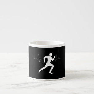 Man Running Runners Silhouette HeartBeat Line  Espresso Cup