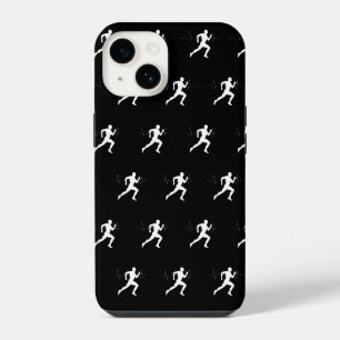 Man Running Runners Silhouette HeartBeat Line iPhone 14 Case