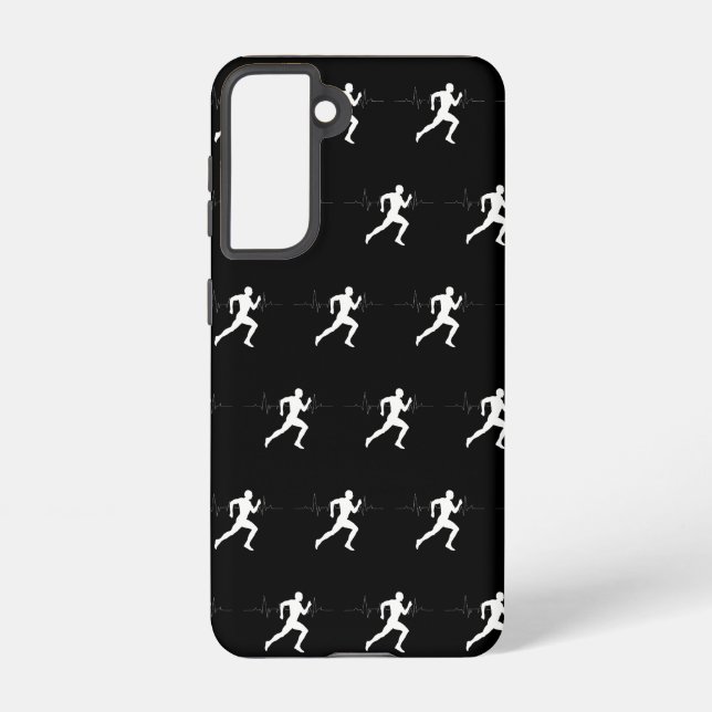 Man Running Runners Silhouette HeartBeat Line  Samsung Galaxy S21 Case (Back)