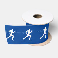 Man Running Runners Silhouette on Blue Background