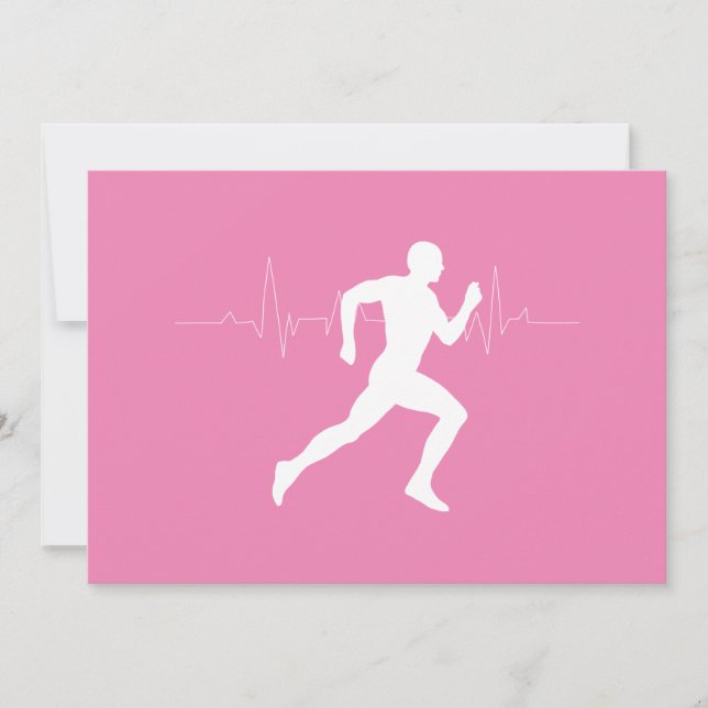 Man Running Runners Silhouette on Pink Background Invitation (Front)
