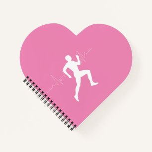 Man Running Runners Silhouette on Pink Background Notebook