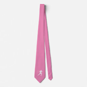 Man Running Runners Silhouette on Pink Background Tie