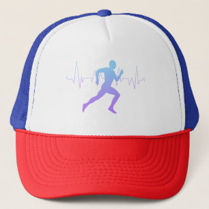 Man Running Silhouette Gradient & Heartbeat Line Trucker Hat