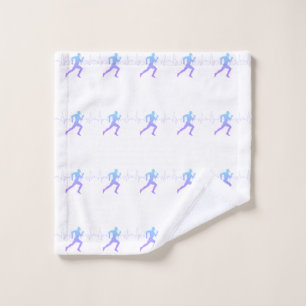Man Running Silhouette Gradient & Heartbeat Line Wash Cloth