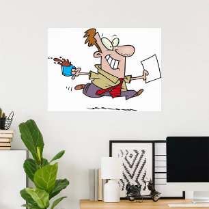 Man Running With Coffee Poster
