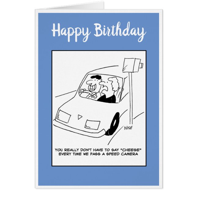 Man says "cheese" passing a speed camera (Front)