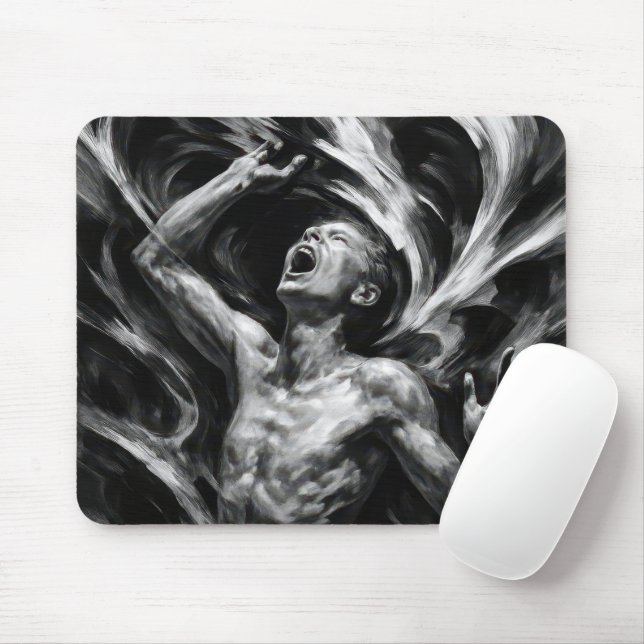 Man Screaming In Anguish Mouse Mat (With Mouse)