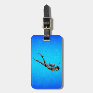 Man SCUBA Diving Luggage Tag