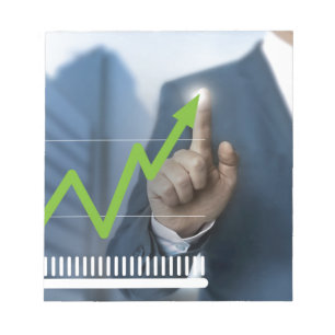 Man showing stock price touchscreen concept notepad