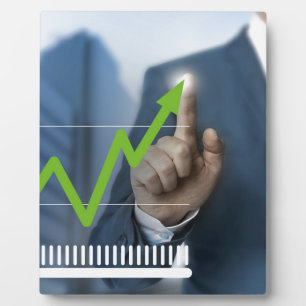 Man showing stock price touchscreen concept plaque