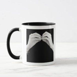 Man signing letter b in British sign language, Mug
