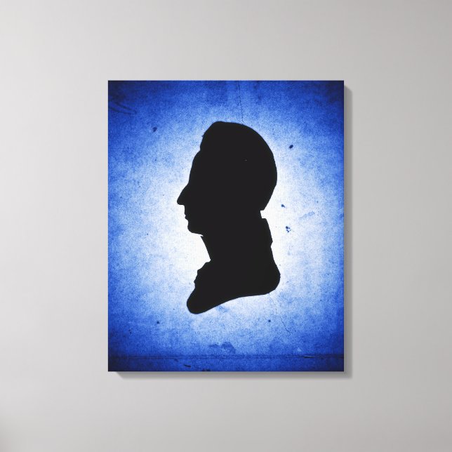 "Man Silhouette on Blue" wrapped canvas print (Front)