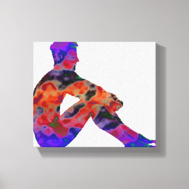 Man Sitting Stretched Canvas Print (Front)